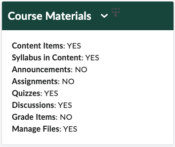 Course materials widget for D2L course homepage